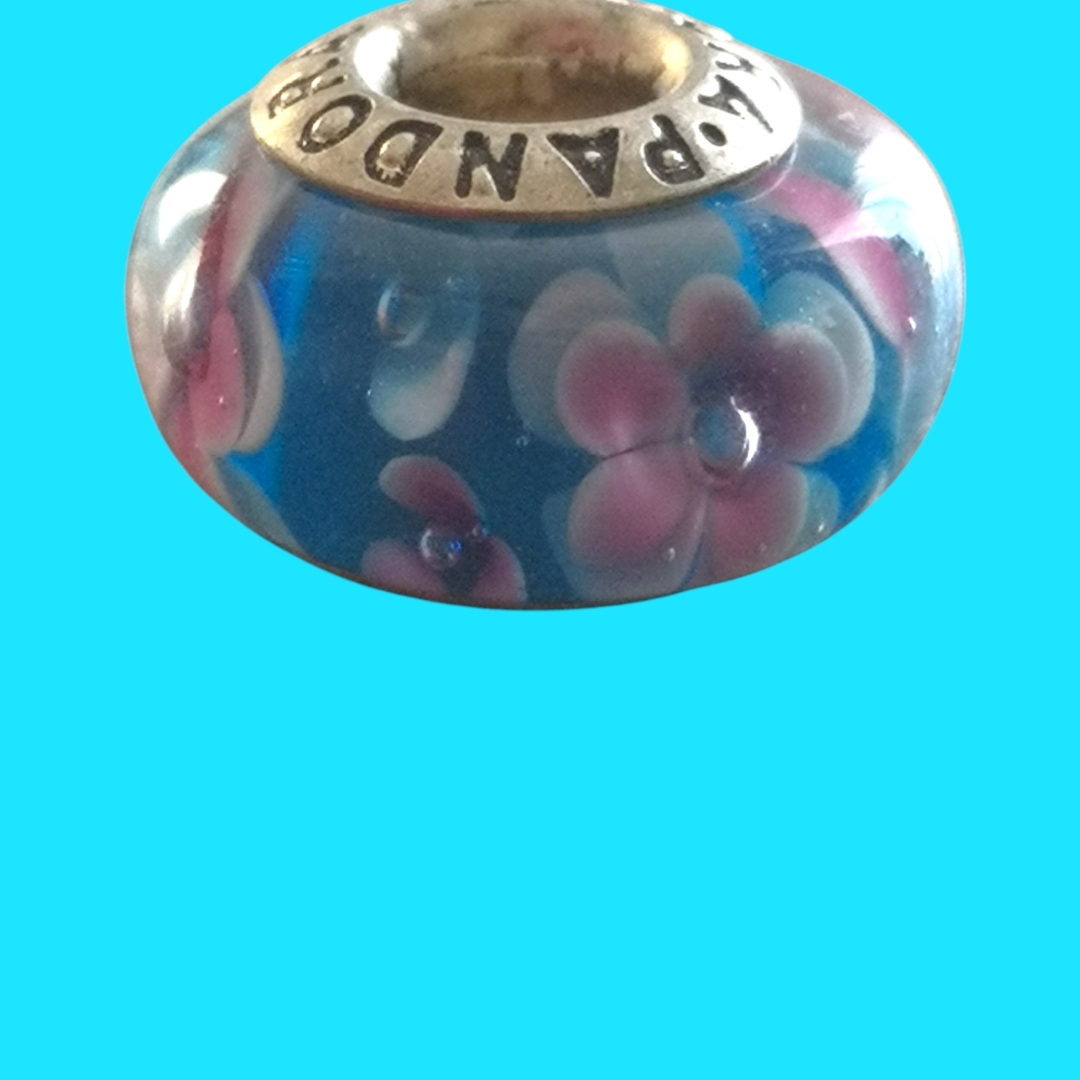 Blue And Pink Floral Charm Bracelet